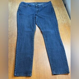 D. Jeans Womens 14W Medium Dark Wash Tapered Jeans Recycled Denim Stretchy Basic